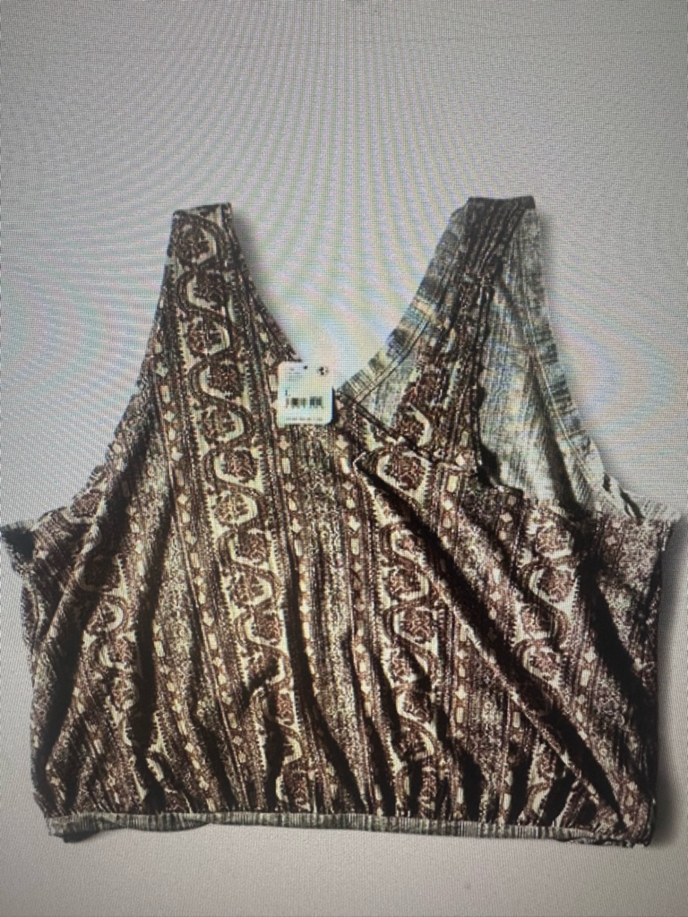 NWT Free People We The Free Brown Paisley Tank‎ Top Sleeveless Blouse Large